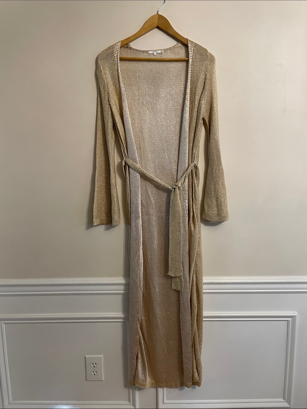 Tularosa Wendy Robe Cardigan Champagne Sheer Wrap Maxi Duster - Picture 2 of 10